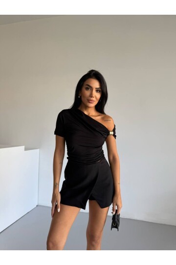 Kadın Siyah Kol Detay Sandy Bluz