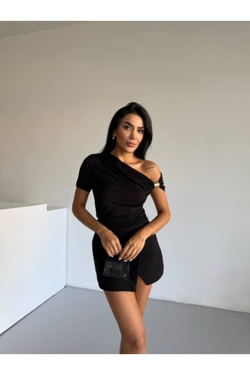 Kadın Siyah Kol Detay Sandy Bluz