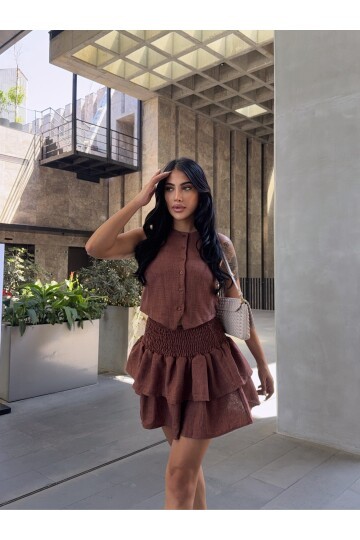 Katlı Etek ve Yelek Alt Üst Takım