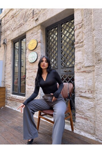 Likralı Cırtlı Palazzo Pantolon