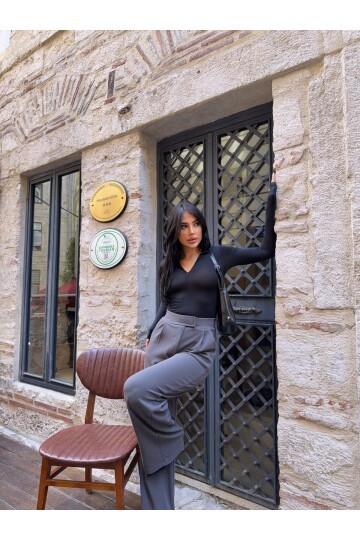 Likralı Cırtlı Palazzo Pantolon