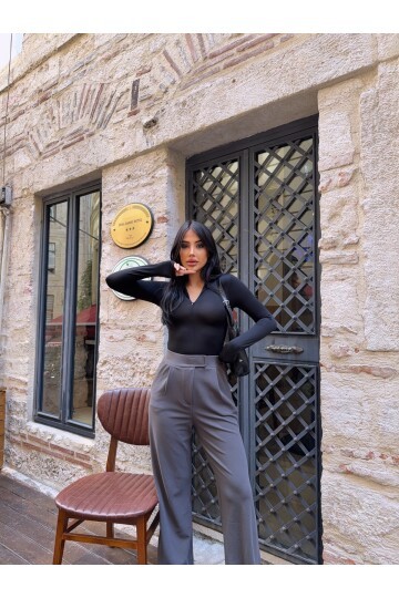 Likralı Cırtlı Palazzo Pantolon