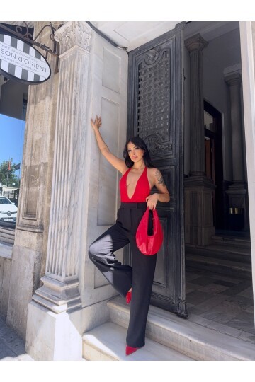 Likralı Cırtlı Palazzo Pantolon