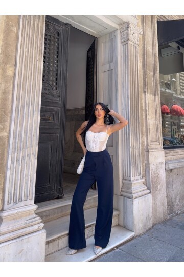 Likralı Cırtlı Palazzo Pantolon