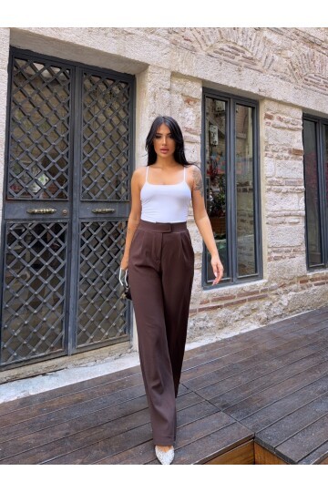 Likralı Cırtlı Palazzo Pantolon