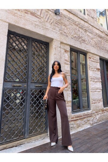 Likralı Cırtlı Palazzo Pantolon