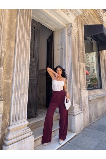 Likralı Cırtlı Palazzo Pantolon