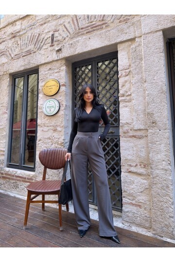 Likralı Cırtlı Palazzo Pantolon