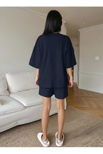 Oversize Süprem Kumaş Kısa Kol Şortlu Pijama Takımı