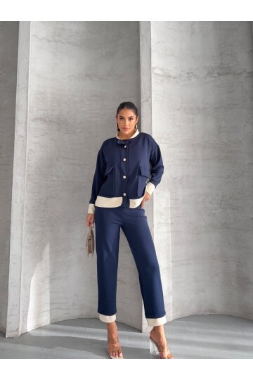 Oysho Kumaş Düğmeli Ayıcık Aksesuarlı Takım Lacivert
