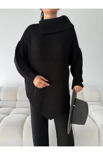 Şal Yaka Triko Takım Siyah