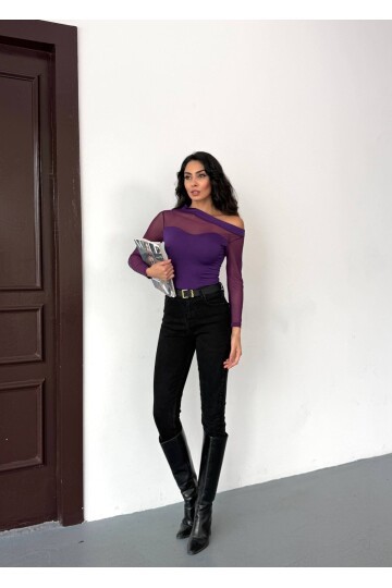 Sandy Kumaş Tül Detay Bluz