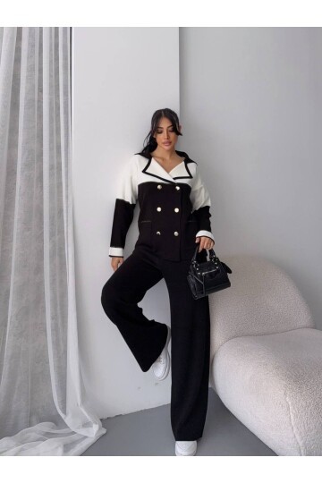 Sim Detay Ceket Pantalon Triko Takım