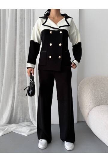 Sim Detay Ceket Pantalon Triko Takım