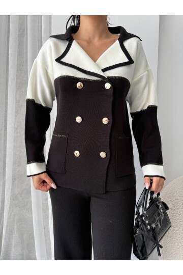 Sim Detay Ceket Pantalon Triko Takım