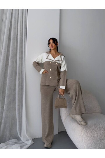 Sim Detay Ceket Pantalon Triko Takım