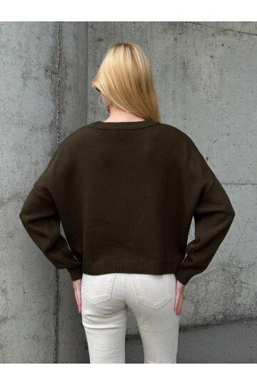 Tavşan Desenli Triko Kazak