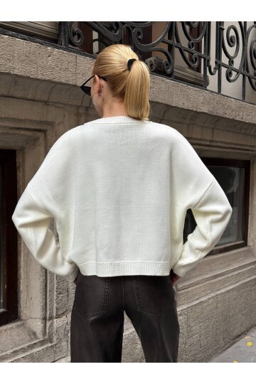 Tavşan Desenli Triko Kazak