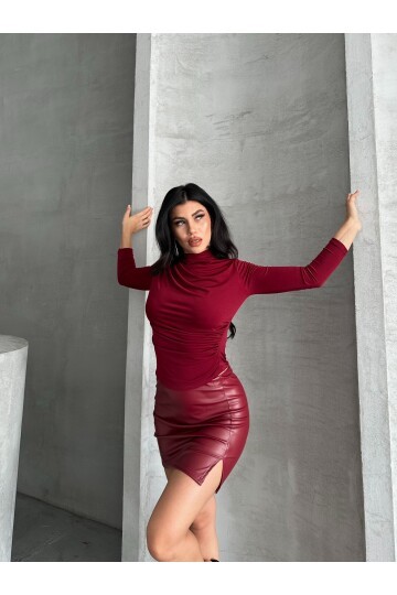 Yarım Balıkçı Bordo Sandy Bluz