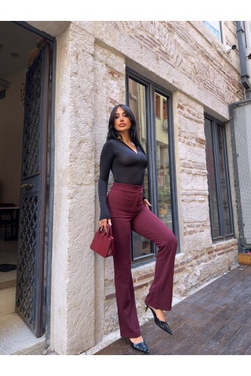 Yüksek Bel Çimalı Palazzo Pantolon