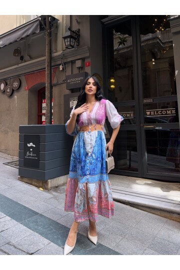 Zimmerman Desen Baskılı Elbise İthal Krep Kumaş