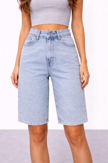 Açık Mavi Bermuda Jean