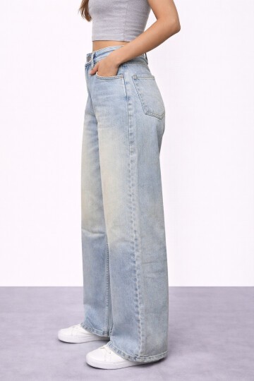 Açık Mavi Geniş Paça Jean
