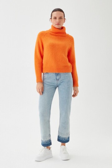 Kadın Balıkçı Yaka Kaşkorse Triko Kazak