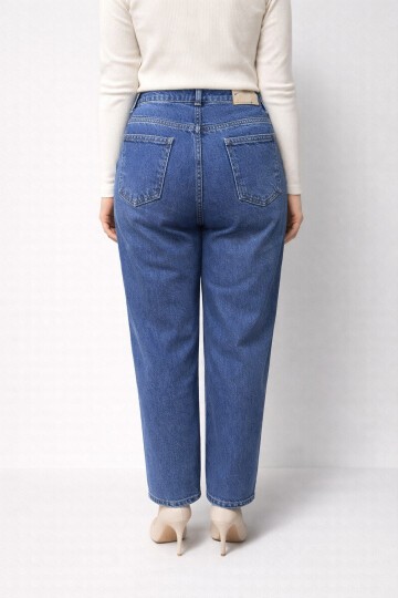 Büyük Beden Lacivert Boyfriend Jean