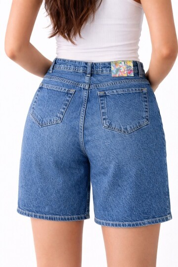 Büyük Beden Lacivert Jean Şort