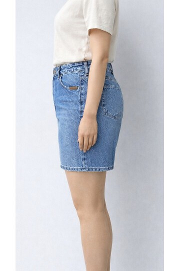 Büyük Beden Mavi Jean Şort