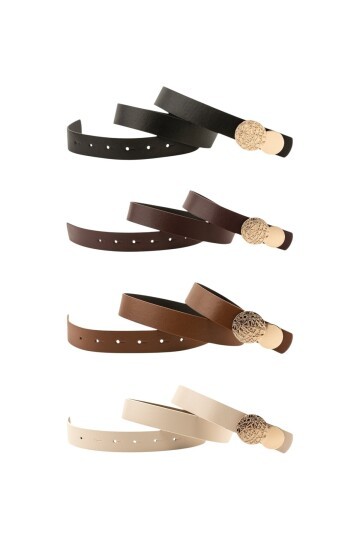 Desenli Yuvarlak Tokalı 4lü Set Kadın Kemeri