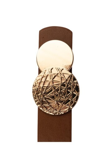 Desenli Yuvarlak Tokalı Taba Kadın Kemeri