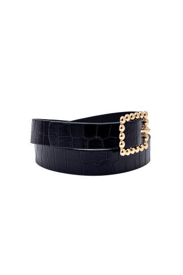 Dikdörtgen Tokalı Krokodil Desen Kadın Kemeri