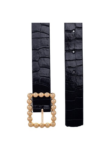 Dikdörtgen Tokalı Krokodil Desen Kadın Kemeri