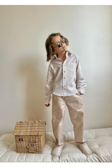 Erkek Çocuk Gabardin Pantalon ve Gömlek Alt Üst Takım