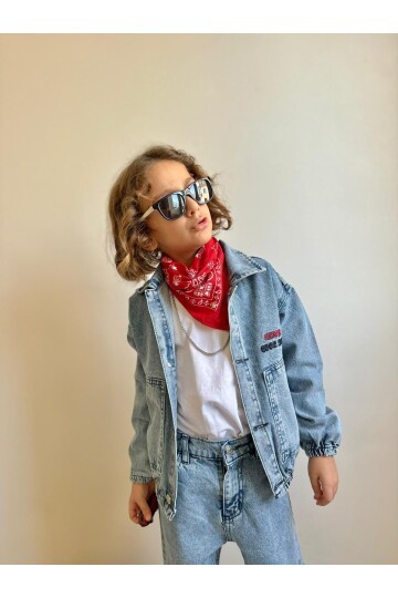 Erkek Çocuk Pantalon Ceket Kot Takım T-Shirt Dahil 3lü Set