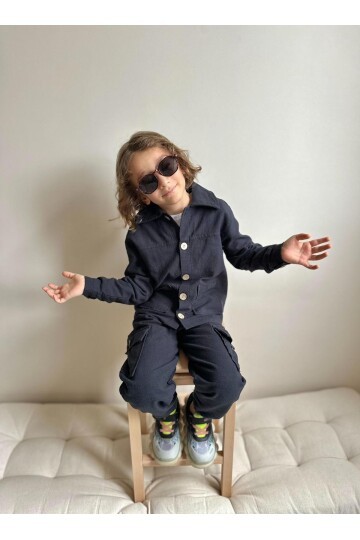 Erkek Çocuk Yıkamalı Keten Gömlek Pantolon Takım