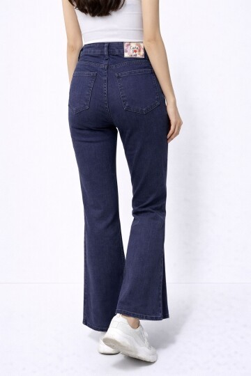 Esnek Lacivert İspanyol Paça Jean