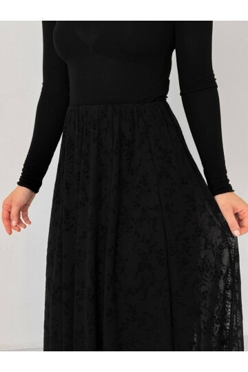 Flok Desenli Tül Etek