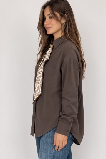 Fularlı Gömlek Kahverengi