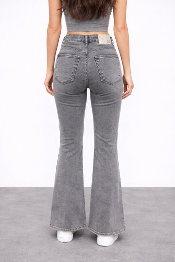 Gri İspanyol Paça Jean