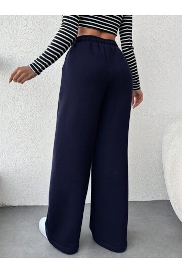 İki İplik Şardonlu Eşofman Altı Lacivert