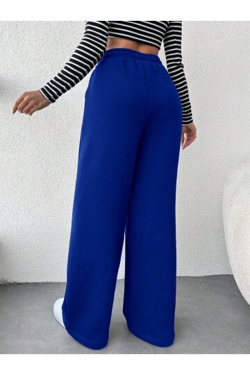 İki İplik Şardonlu Eşofman Altı Saks