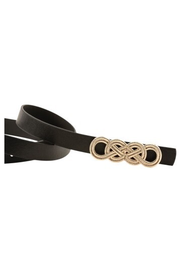 İkili Düğüm Tokalı Siyah Kadın Kemer