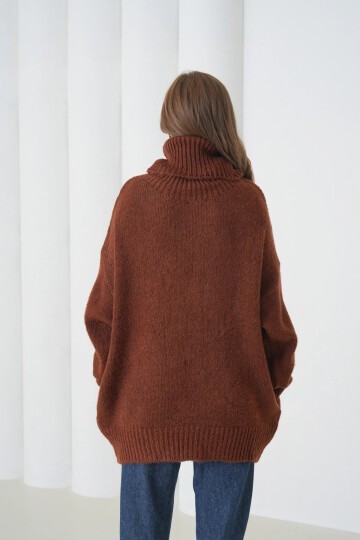 Kadın Balıkçı Yaka Kaşkorse Oversize Triko Tunik