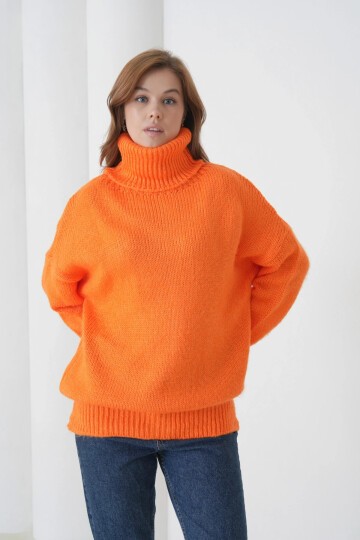 Kadın Balıkçı Yaka Kaşkorse Oversize Triko Tunik