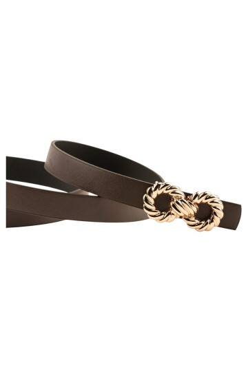 Kadın Çift Halka Tokalı Kahverengi Kemer