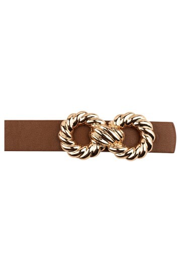 Kadın Çift Halka Tokalı Siyah_Taba Kemer