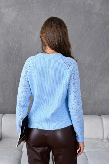 Kadın Fitilli Bisiklet Yaka Ajurlu Triko Kazak